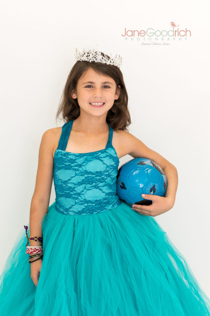 sporty princess soccer girl and couture dress teal 