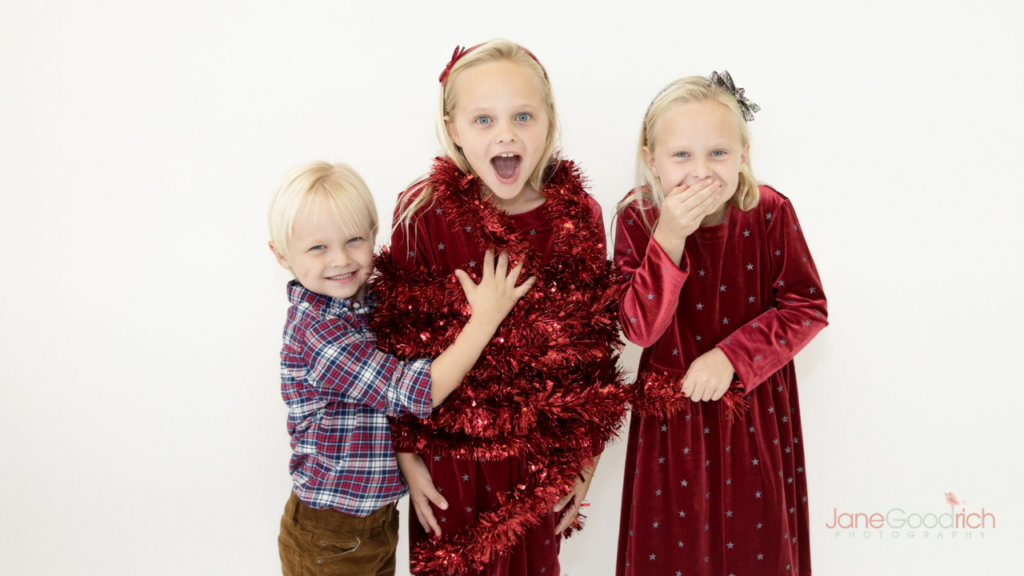 In studio holiday photo shoot with Jane Goodrich Photography